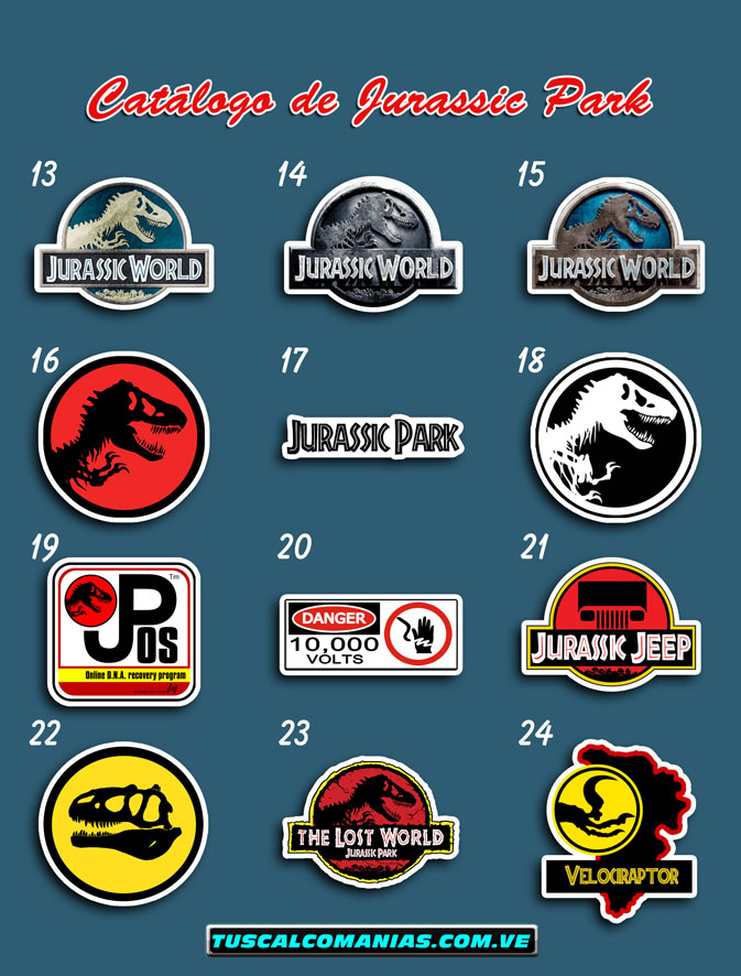 Calcomanias, stickers, pegatinas y etiquetas de Jurassic Park