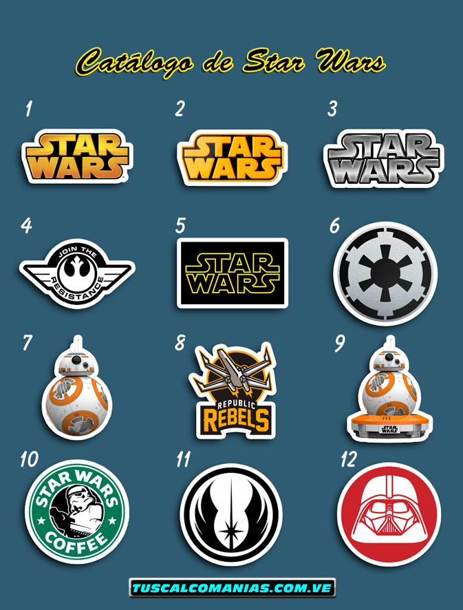 Calcomanias, stickers, pegatinas y etiquetas de Star Wars (Guerra de las galaxias)