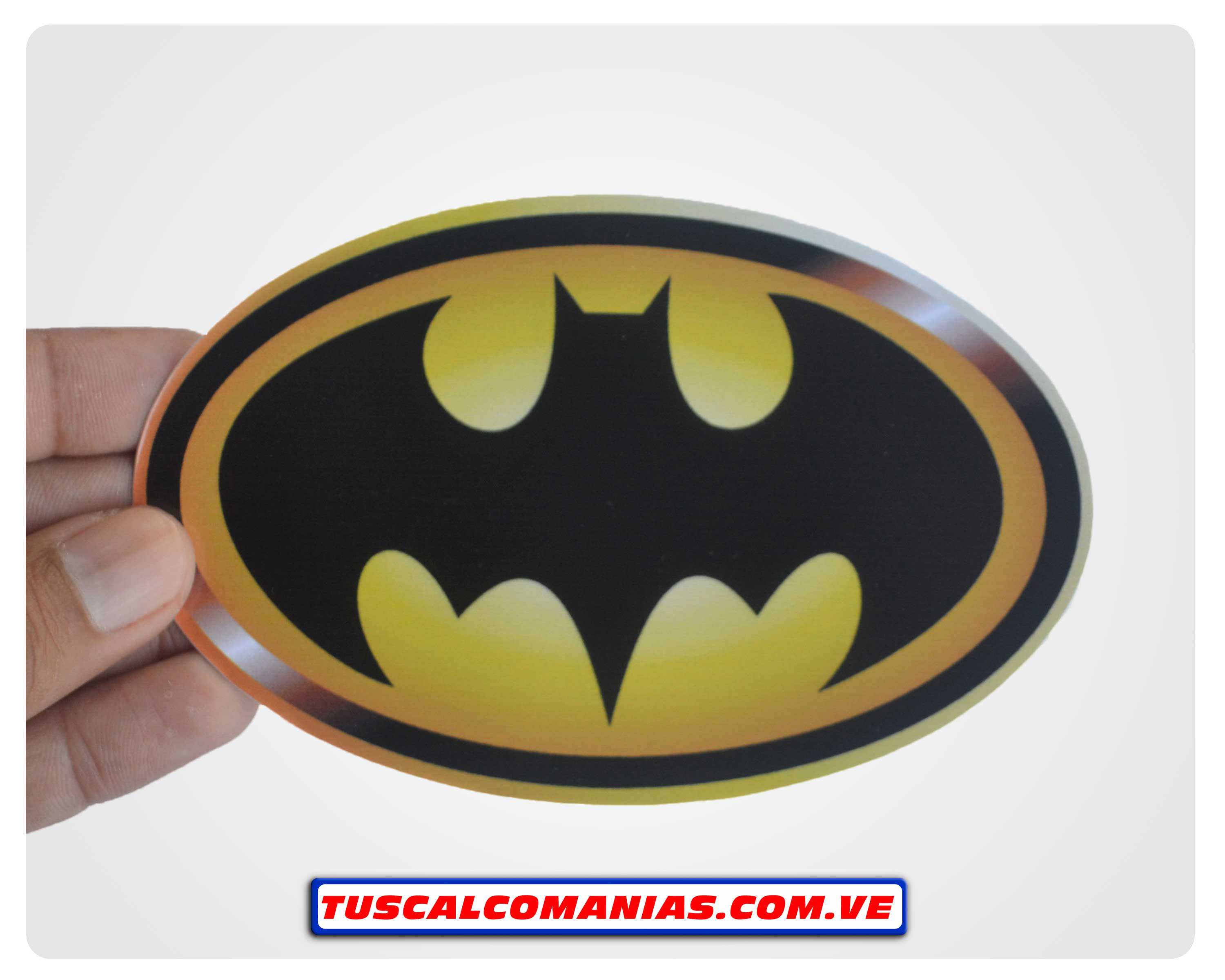 Calcomanía, sticker, pegatina, etiqueta de Batman (Hombre Murciélago) amarillo con negro