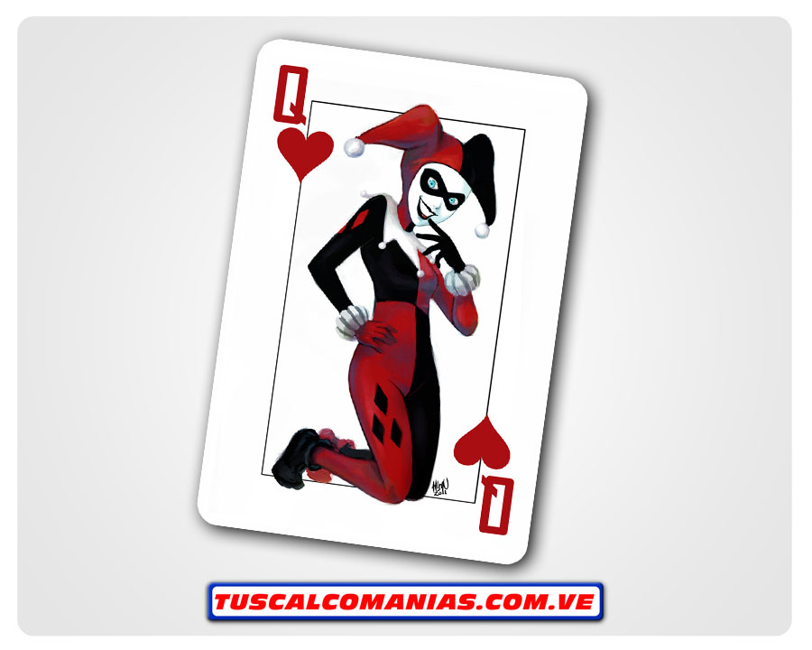Calcomanía, sticker, pegatina, etiqueta del logotipo de Harley Quinn en carta