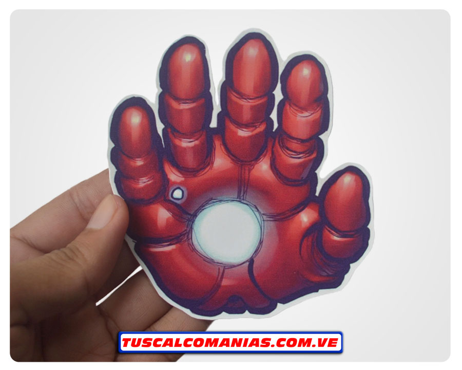 Calcomania, sticker, pegatina, etiqueta de la mano de Iron Man (Vengadores)