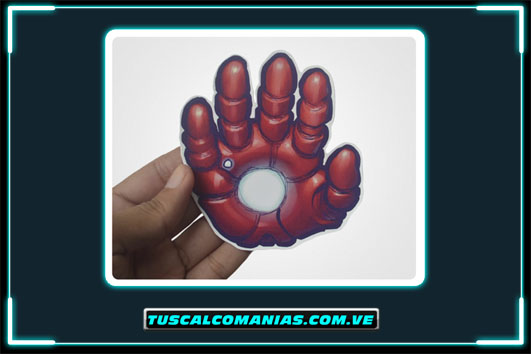 Calcomania, sticker, pegatina, etiqueta de la mano de Iron Man (Vengadores)