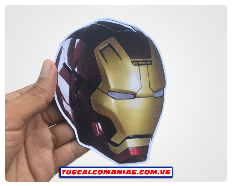 Calcomania, sticker, pegatina, etiqueta de la cabeza de Iron Man (Vengadores)
