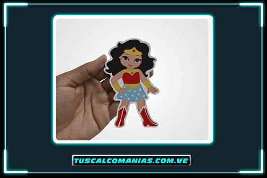 Calcomania, sticker, pegatina, etiqueta de la Mujer Maravilla, Wonder Woman (Liga de la Justicia)