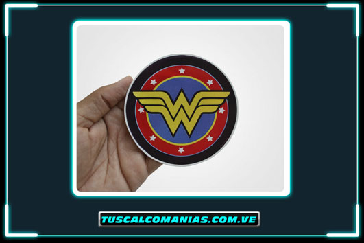Calcomania, sticker, pegatina, etiqueta de la Mujer Maravilla, Wonder Woman (Liga de la Justicia)
