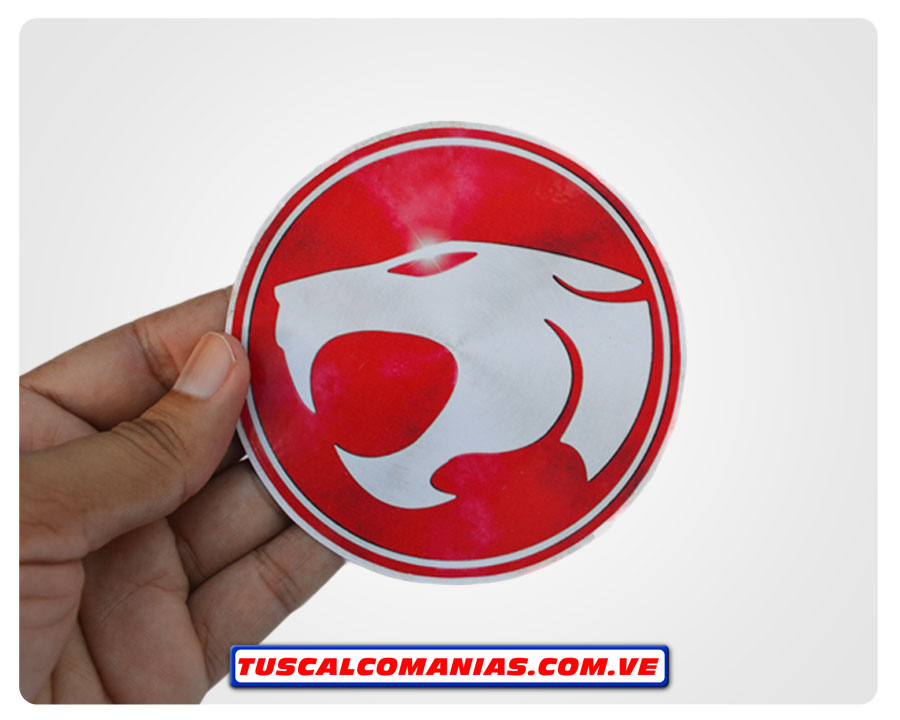 Calcomanía, sticker, pegatina, etiqueta del logo blanco con rojo de ThunderCats (Felinos cósmicos)