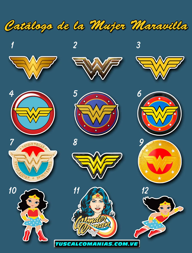 Calcomanias, stickers, pegatinas y etiquetas de la mujer Maravilla (Wonder Woman)