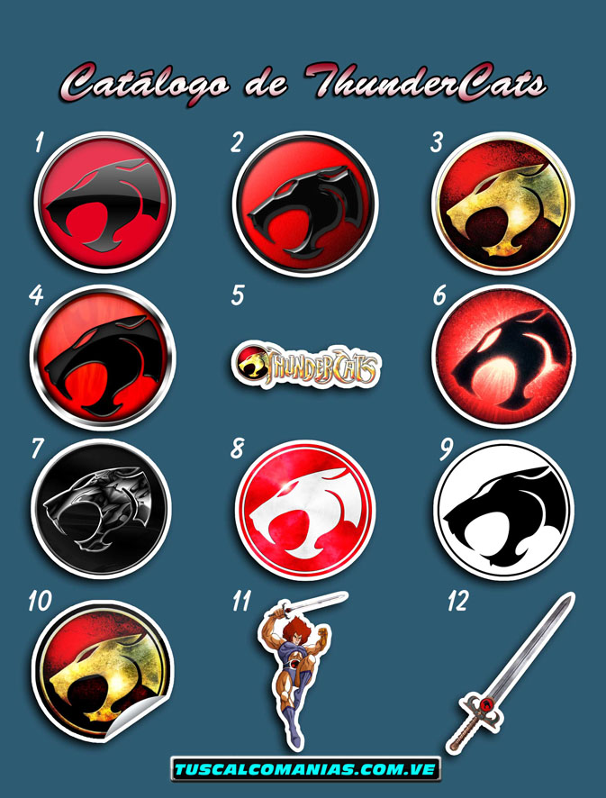 Calcomanias, stickers, pegatinas y etiquetas de ThunderCats (Felinos cósmicos)