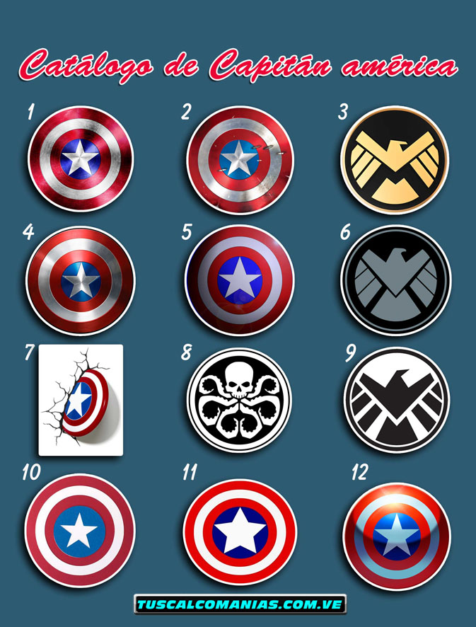 Calcomanías, stickers, pegatinas y etiquetas de Capitán américa