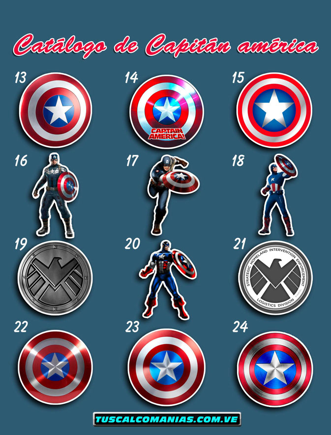 Calcomanías, stickers, pegatinas y etiquetas de Capitán américa